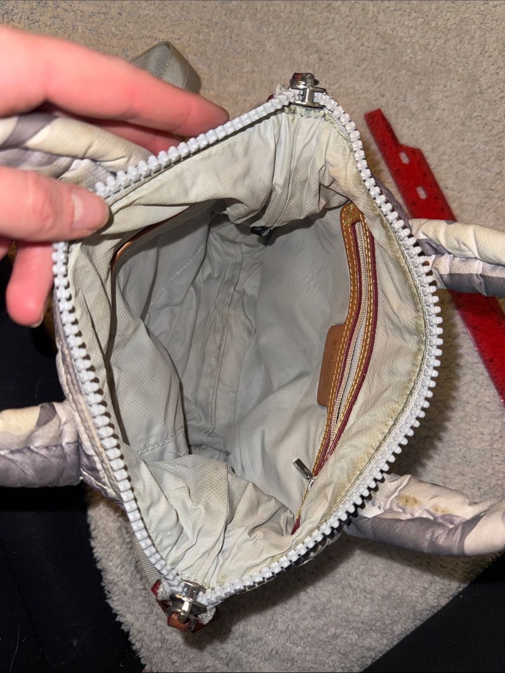 MZ Wallace Quilted Camo Small Crossbody Tote in Gray and Cream - Picture 6 of 6